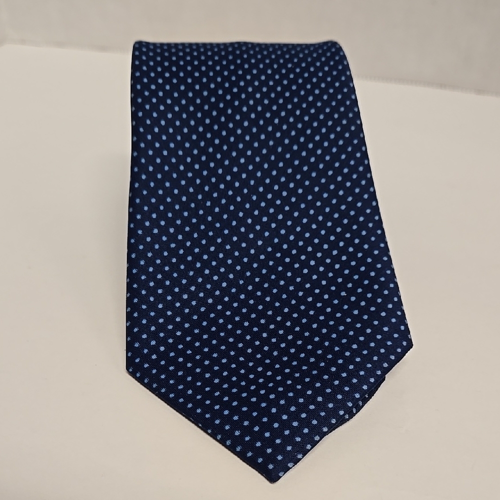Vntg Gino Resillio Navy Blue Polka Dot Tie Pure Silk Italian Neckwear